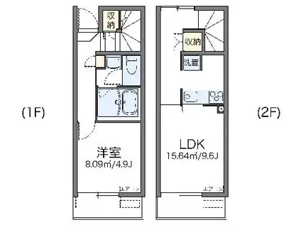 レオネクストフルール(1LDK/1階)の間取り写真
