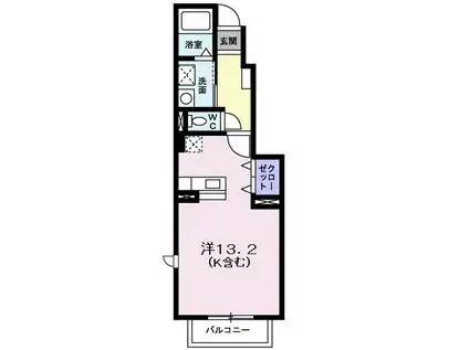 インフィニティ・K(ワンルーム/1階)の間取り写真