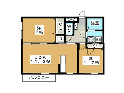 TSスクエア(2LDK/1階)の間取り写真