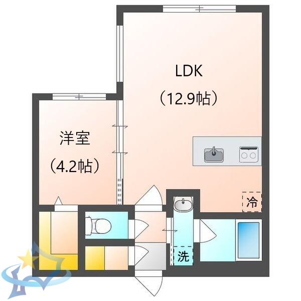 カレラ学園前(1LDK/2階)の間取り写真
