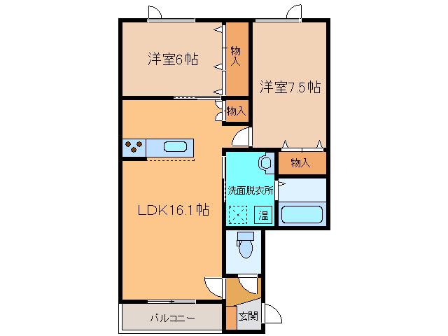 ステラIIN(2LDK/3階)の間取り写真