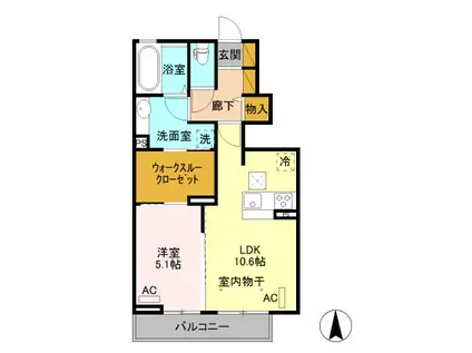 シャルム B(1LDK/1階)の間取り写真