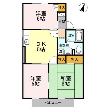 シティパレスまつうら B(3DK/1階)の間取り写真
