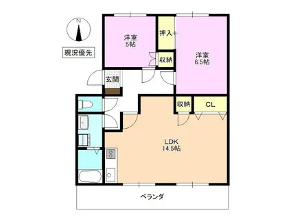 アドバンスアメニティ(2LDK/1階)の間取り写真