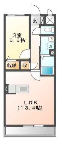 プランドールほなみ(1LDK/2階)の間取り写真