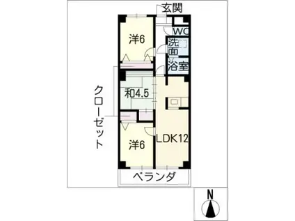 プレジデントモリス(3LDK/6階)の間取り写真