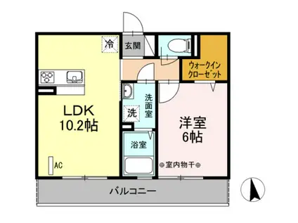 ウインドワード(1LDK/2階)の間取り写真