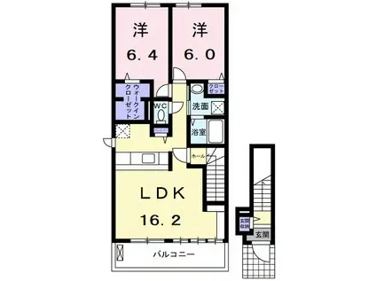 SAVORY SQUARE III(2LDK/2階)の間取り写真