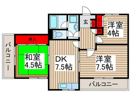 秋本マンション(3DK/1階)の間取り写真