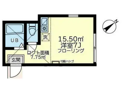 ユナイト日の出サンタクリフト(ワンルーム/2階)の間取り写真