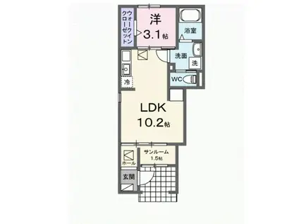 ヴォーグI(1LDK/1階)の間取り写真