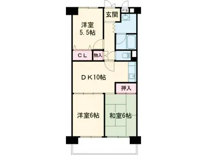 パレス朝霧ヶ丘(3DK/3階)の間取り写真