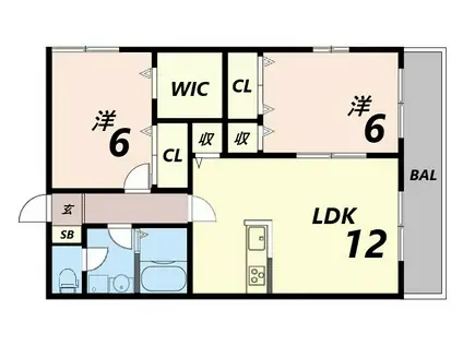 ヴィラージュ(2LDK/1階)の間取り写真