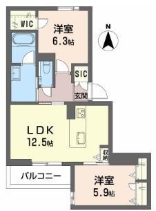 FAMILIAR OGO(2LDK/3階)の間取り写真