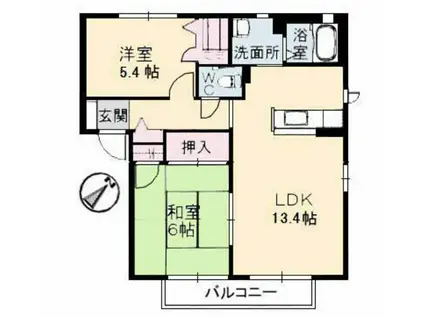 シャーメゾン黒川 B棟(2LDK/1階)の間取り写真