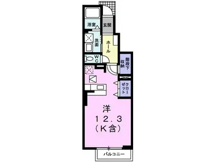 サンメゾンI(1K/1階)の間取り写真