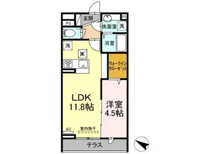 アヴァンス北烏山(1LDK/1階)の間取り写真