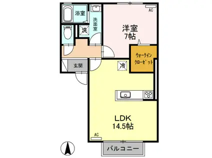 フレマリール若宮 A/B/C/D(1LDK/2階)の間取り写真