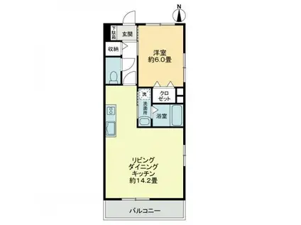 エバーグリーン(1LDK/1階)の間取り写真