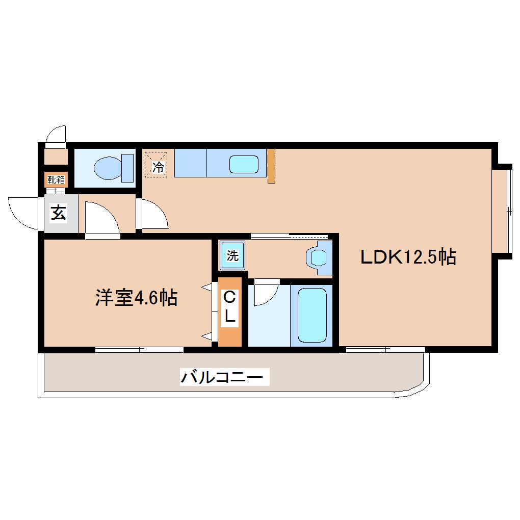 グレース萩野町(1LDK/3階)の間取り写真