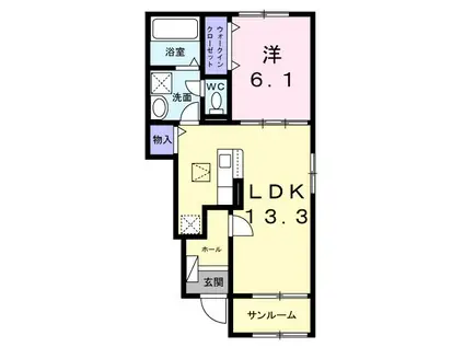 アーベイン西町(1LDK/1階)の間取り写真