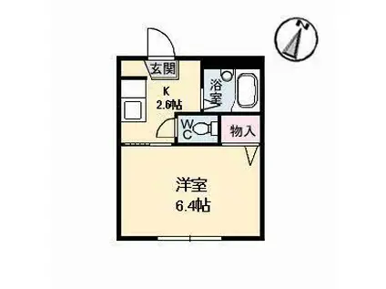 クレセント串山(1K/2階)の間取り写真