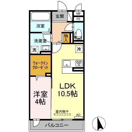 オアシス木之庄(1LDK/3階)の間取り写真