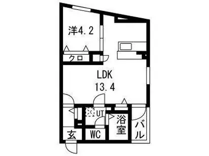 メルヴェイユ大日(1LDK/1階)の間取り写真