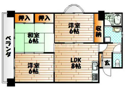 ブライトハーツ片野新町(3LDK/3階)の間取り写真