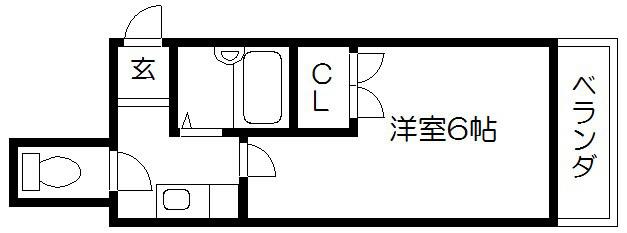 テイクフォー西陣(1K/2階)の間取り写真