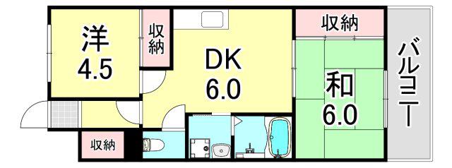 グランツ垂水(2DK/3階)の間取り写真