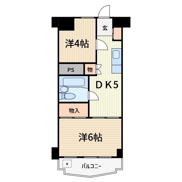 川口第1永谷マンション(2DK/2階)の間取り写真