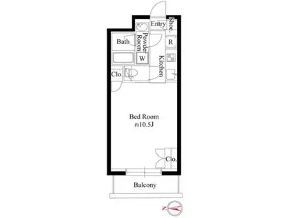 グランパセオ代々木上原II(1K/3階)の間取り写真