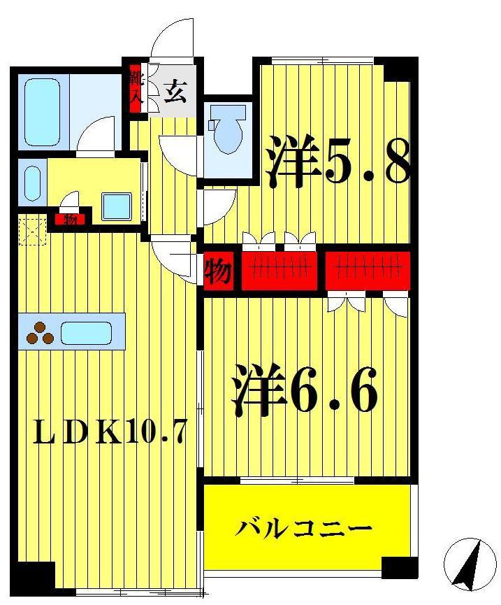 タワービューレジデンス吾妻橋(2LDK/7階)の間取り写真