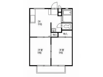 横塚ハイツB(2DK/2階)の間取り写真