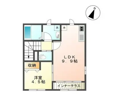 A・TテラスII(1LDK/2階)の間取り写真