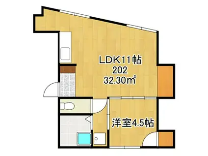 オレンジモード(1LDK/2階)の間取り写真