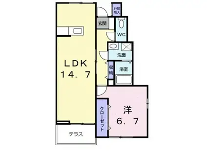 アルティプラーノI(1LDK/1階)の間取り写真
