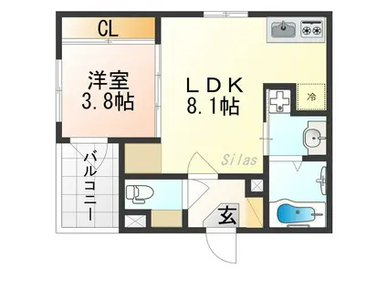 ブリエスポワール(1LDK/2階)の間取り写真