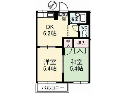 センターストリームA(2DK/2階)の間取り写真