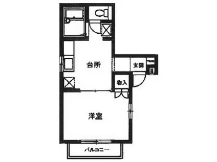 ブルーライン 弘明寺駅(横浜市営) 徒歩4分 2階建 築35年(1K/2階)の間取り写真