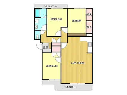クレッセント佐鳴台(3LDK/2階)の間取り写真