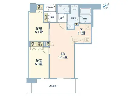 ザ・パークハウス中之島タワー(2LDK/42階)の間取り写真