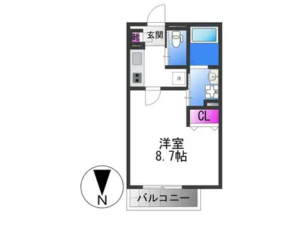 KTIレジデンス弥刀(1K/1階)の間取り写真