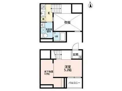 ボナール (ワンルーム/1階)の間取り写真