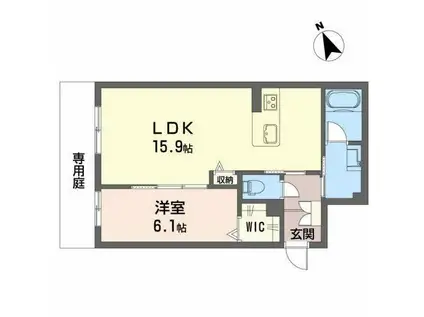 南丸之内 SHAMAISON HILLS(1LDK/1階)の間取り写真