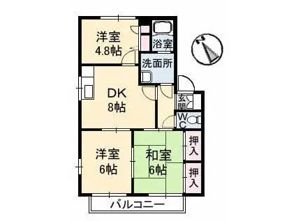 セジュンB棟(3DK/1階)の間取り写真