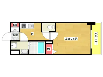 レオンヴァリエ大阪ベイシティ(1K/8階)の間取り写真