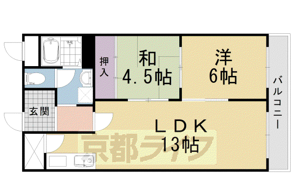 アサワハイツ(2LDK/2階)の間取り写真