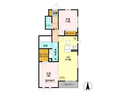 ヴェルドミールR(2LDK/1階)の間取り写真